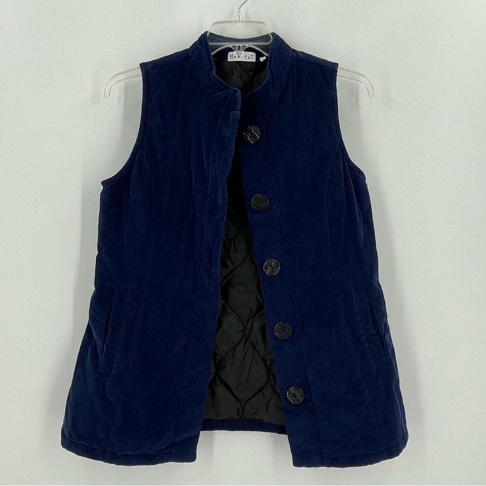 * Habitat Sz S Blue Quilted Cotton Corduroy Long
Vest Jacket